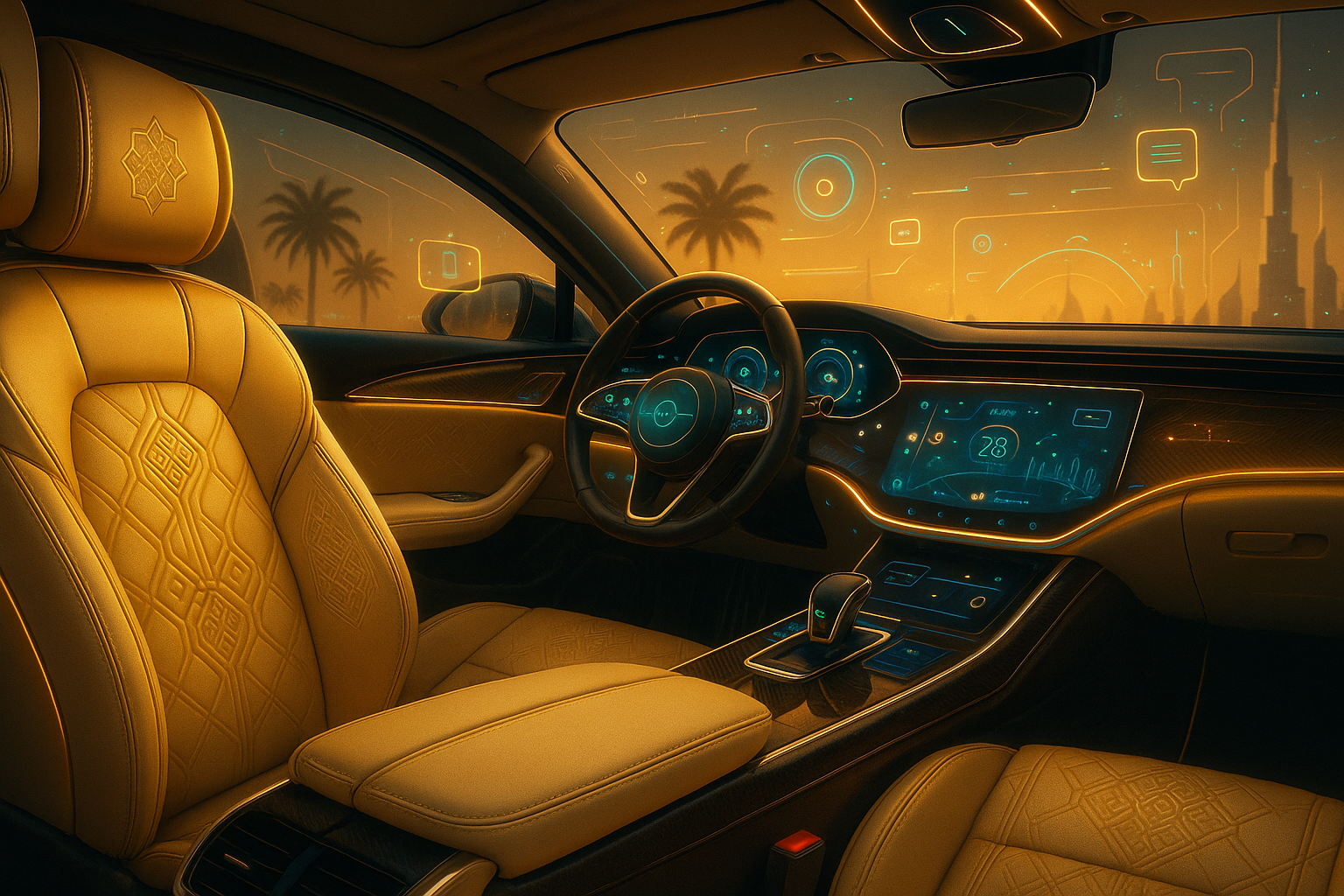 Car luxury interior uae animated vibes